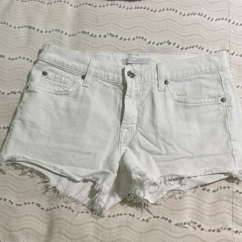 7 For All Mankind White Denim Women Shorts